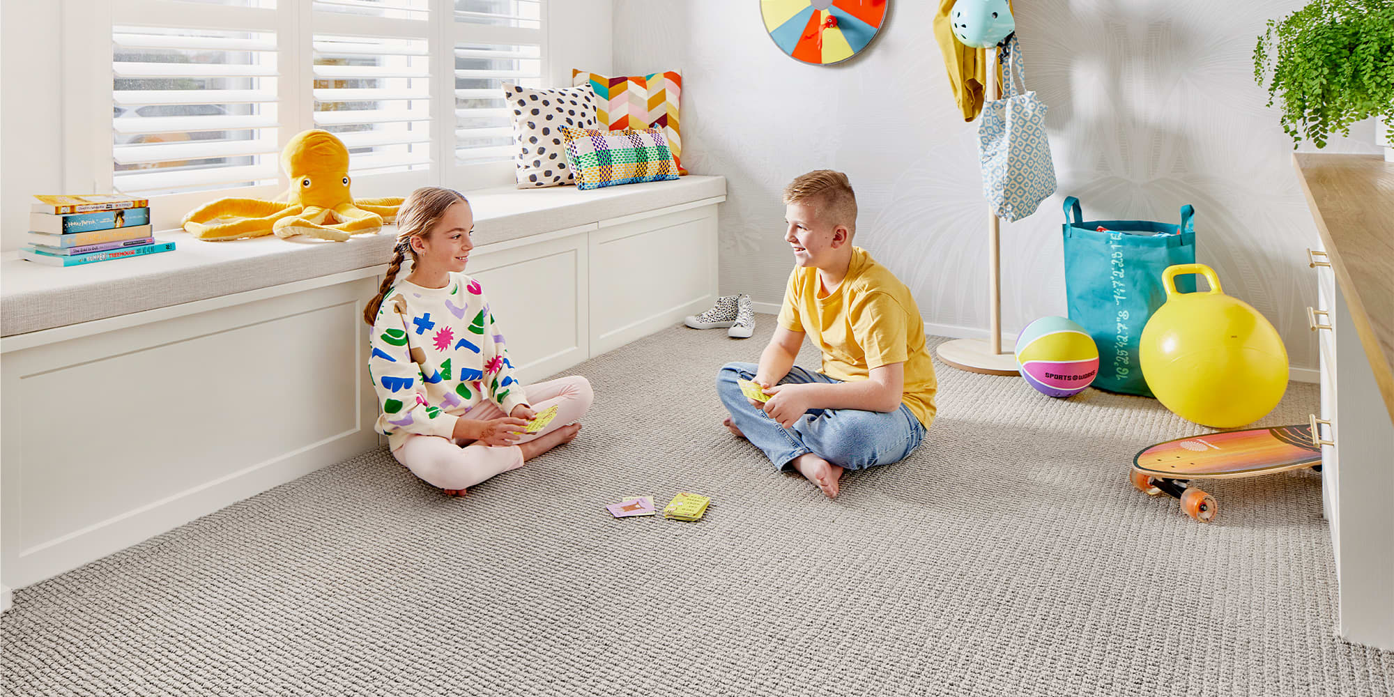 Riverbed chunky loop carpet in a bright family space
